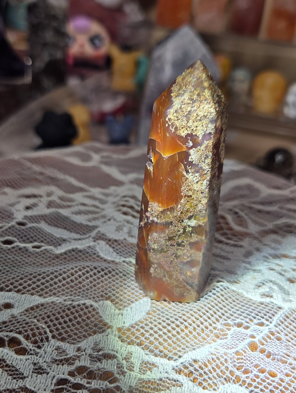 Red Moss Agate Tower B 3 In ( Courage) - Picture 6 of 6